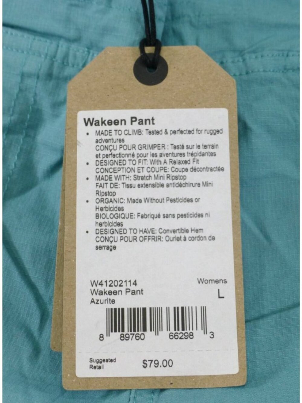 Prana Womens Wakeen Pants Azurite L Stretch Mini Ripstop Relaxed Fit Sustainable - Picture 5 of 15